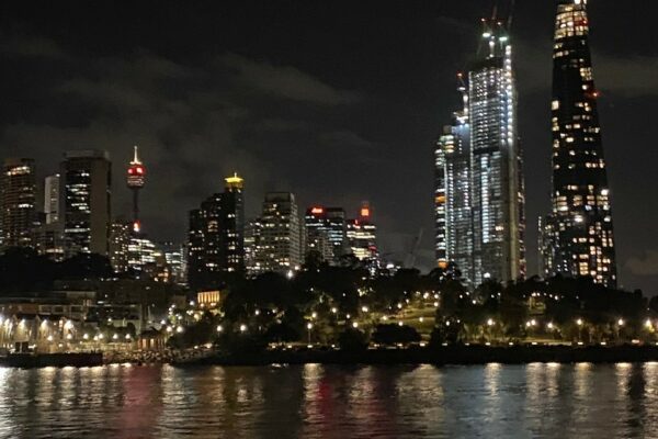 UE City skyline by night